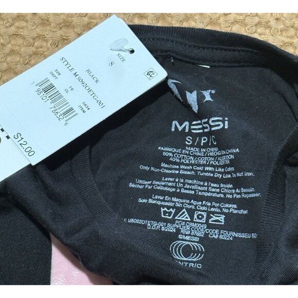 Lionel Messi Collection Girl's Soccer T-Shirt S Black Pink Logo - Picture 3 of 6